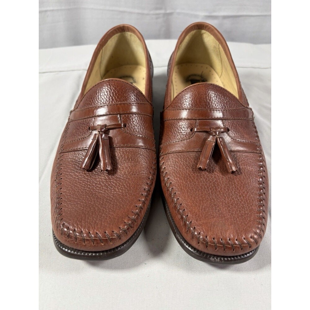 Stacy Adams Men's Brown Leather Slip-On Oxford Dress Shoes Square Toe Sz 10M
